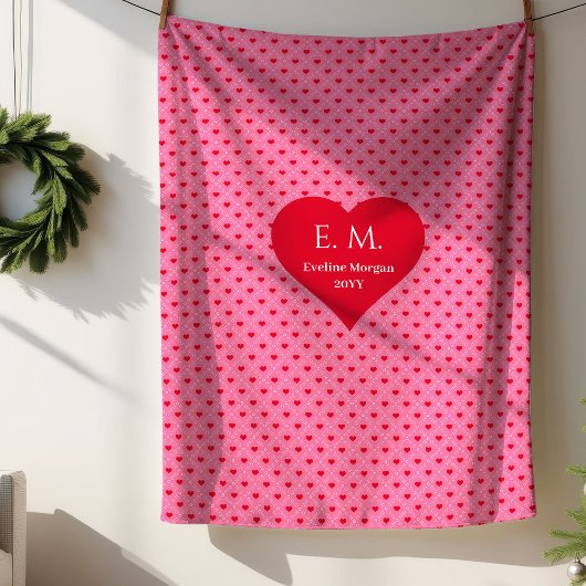 Chic Sweet Pink Hearts Valentine Gift for Couples Sherpa Deken