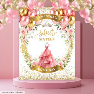 Chic Sweet Sixteen Achtergrond Blush Ballonnen Spa Wandkleed