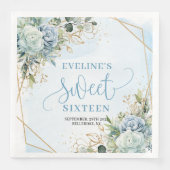 Chic Sweet Sixteen Blue and Gold Floral Table Servet (Voorkant)