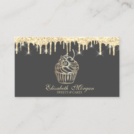 Chic Sweets Cupcake Faux Gold Drivers Bakery Visitekaartje (Voorkant)