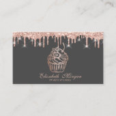 Chic Sweets Cupcake Roze Goud Drips Bakkerij Visitekaartje (Voorkant)