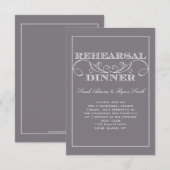 Chic Swirl Grey Rehearsal Dinner Invitation Kaart (Voorkant / Achterkant)