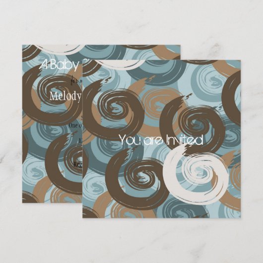 Chic Swirls-Baby shower Kaart (Voorkant / Achterkant)