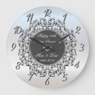 Chic Swirls Zilver 50 Huwelijksjubileum Grote Klok