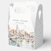 Chic Tampa Florida Skyline Waterverf bruiloft Bedankdoosjes (Geopend)