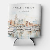 Chic Tampa Florida Skyline Waterverf bruiloft Blikjeskoeler (Voorkant)