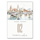 Chic Tampa Florida Skyline Waterverf bruiloft Kaart (Achterkant)