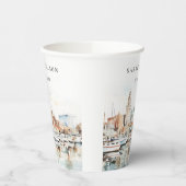 Chic Tampa Florida Skyline Waterverf bruiloft Papieren Bekers (Links)