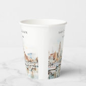 Chic Tampa Florida Skyline Waterverf bruiloft Papieren Bekers (Rechts)