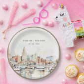 Chic Tampa Florida Skyline Waterverf bruiloft Papieren Bordje (Feest)