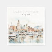 Chic Tampa Florida Skyline Waterverf bruiloft Servet (Voorkant)