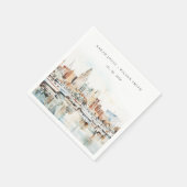 Chic Tampa Florida Skyline Waterverf bruiloft Servet (Hoek)