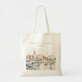Chic Tampa Florida Skyline Waterverf bruiloft Tote Bag (Voorkant)