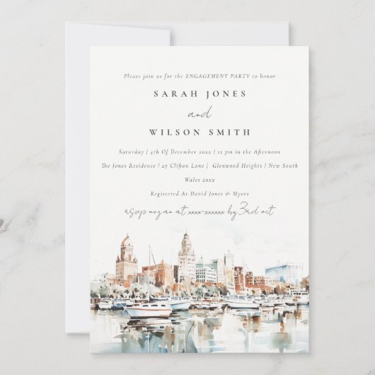 Chic Tampa Florida Skyline Waterverf Verloving Kaart (Voorkant)