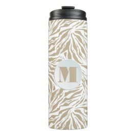 Chic Tan Animal Print Monogramed Thermosbeker