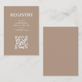 Chic Tan Wedding Registry QR Code Informatiekaartje (Voorkant / Achterkant)