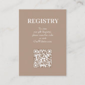 Chic Tan Wedding Registry QR Code Informatiekaartje (Voorkant)