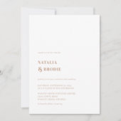 Chic Tan White Wedding Invitation Kaart (Voorkant)