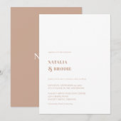 Chic Tan White Wedding Invitation Kaart (Voorkant / Achterkant)