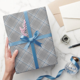 Chic Tartan Blue Grey Black Pattern Cadeaupapier