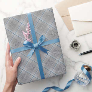 Chic Tartan Blue Grey Black Pattern Cadeaupapier