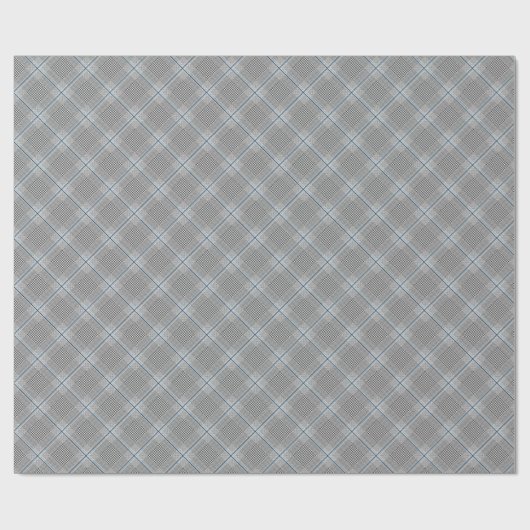 Chic Tartan Blue Grey Black Pattern Cadeaupapier (Vlak)