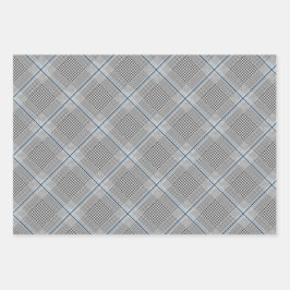 Chic Tartan Blue Grey Black Pattern Inpakpapier Vel