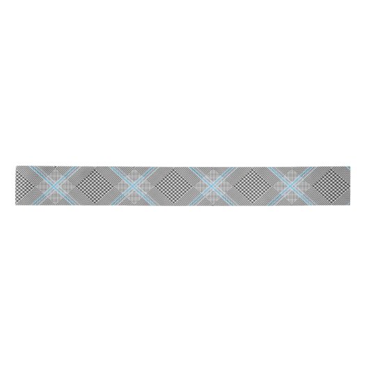 Chic Tartan Blue Grey Black Pattern Satijnen Lint (Voorkant)