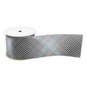 Chic Tartan Blue Grey Black Pattern Satijnen Lint (Spoel)