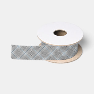 Chic Tartan Blue Grey Black Pattern Satijnen Lint