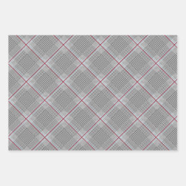 Chic Tartan Burgundy, zwart en wit Inpakpapier Vel
