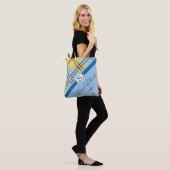 Chic Tartan Custom Monogram Name Script Bridesmaid Tote Bag (Op model)