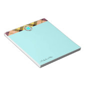 Chic Tartan Metallic Custom Script Monogram Cyaan Notitieblok (Schuin)