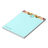 Chic Tartan Metallic Custom Script Monogram Cyaan Notitieblok (Linkerzijde)