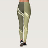 Chic Tarwe onder Grijze Banden Print Leggings (Achterkant)