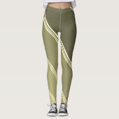 Chic Tarwe onder Grijze Banden Print Leggings (Voorkant)