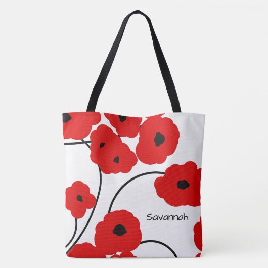 CHIC TAS_MOD RED & BLACK POPPIES TOTE BAG (Achterkant)