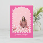 Chic Tassel Bow Roze Afstudeerder Foto 2025 Afstud Aankondiging (Staand voorkant)