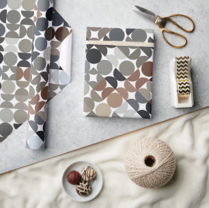Chic Taupe Beige Grey Tan Brown Circles Patroon Cadeaupapier