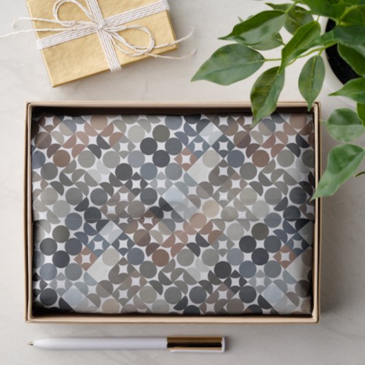 Chic Taupe Beige Grey Tan Brown Circles Patroon Tissuepapier (Geschenk)