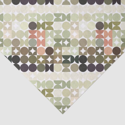 Chic Taupe beige Light Olive Green Circles Patroon Tissuepapier (Detail)