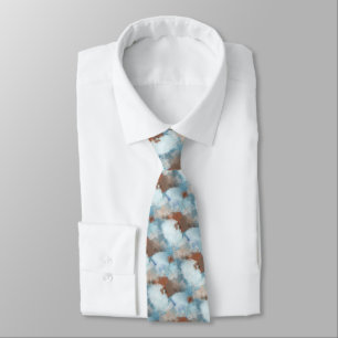 Chic Taupe Beige Rood Bruin Wit Blauw Abstracte Ku Stropdas