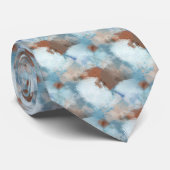 Chic Taupe Beige Rood Bruin Wit Blauw Abstracte Ku Stropdas (Opgerold)