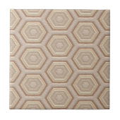 Chic Taupe Beige Tan Brown Honeycomb Mosaic Art Tegeltje (Voorkant)