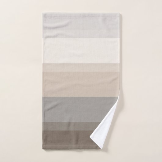 Chic Taupe, Cream en Grey striped Bad Handdoek (Handdoek)