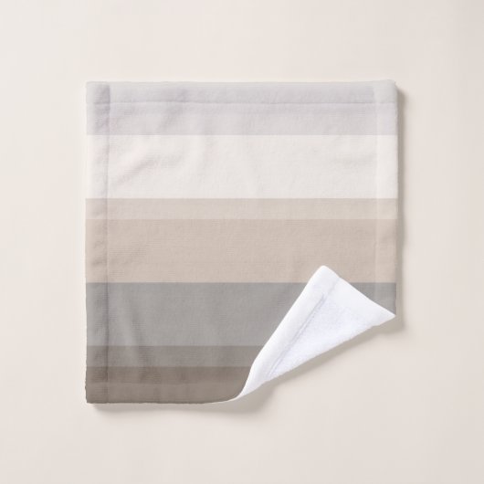 Chic Taupe, Cream en Grey striped Bad Handdoek (Wasdoekje)
