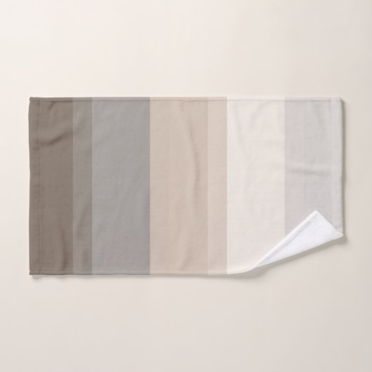 Chic Taupe, Cream en Grey striped Bad Handdoek (Handdoek)