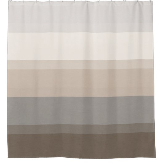 Chic Taupe, crème en grijs gestreept douchegordijn (Voorkant)