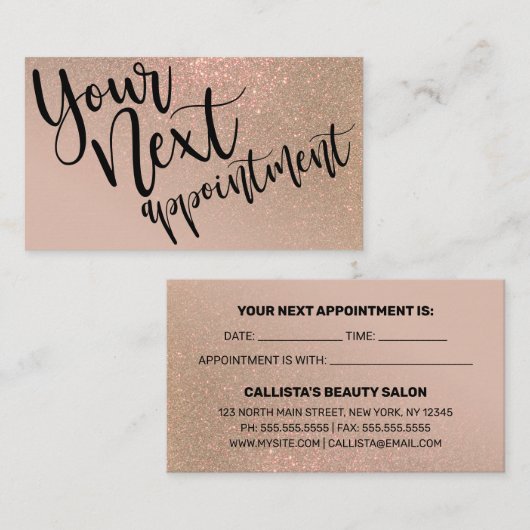 Chic Taupe Gold Glitter Gradient Typografie Afsprakenkaartje (Voorkant / Achterkant)