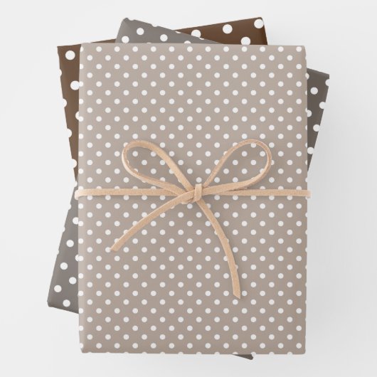 Chic Taupe Gray Tan Brown Polka Dots Patroon Inpakpapier Vel (In situ)